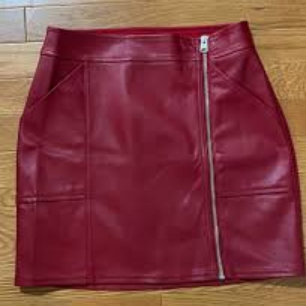 Express red leather skirt